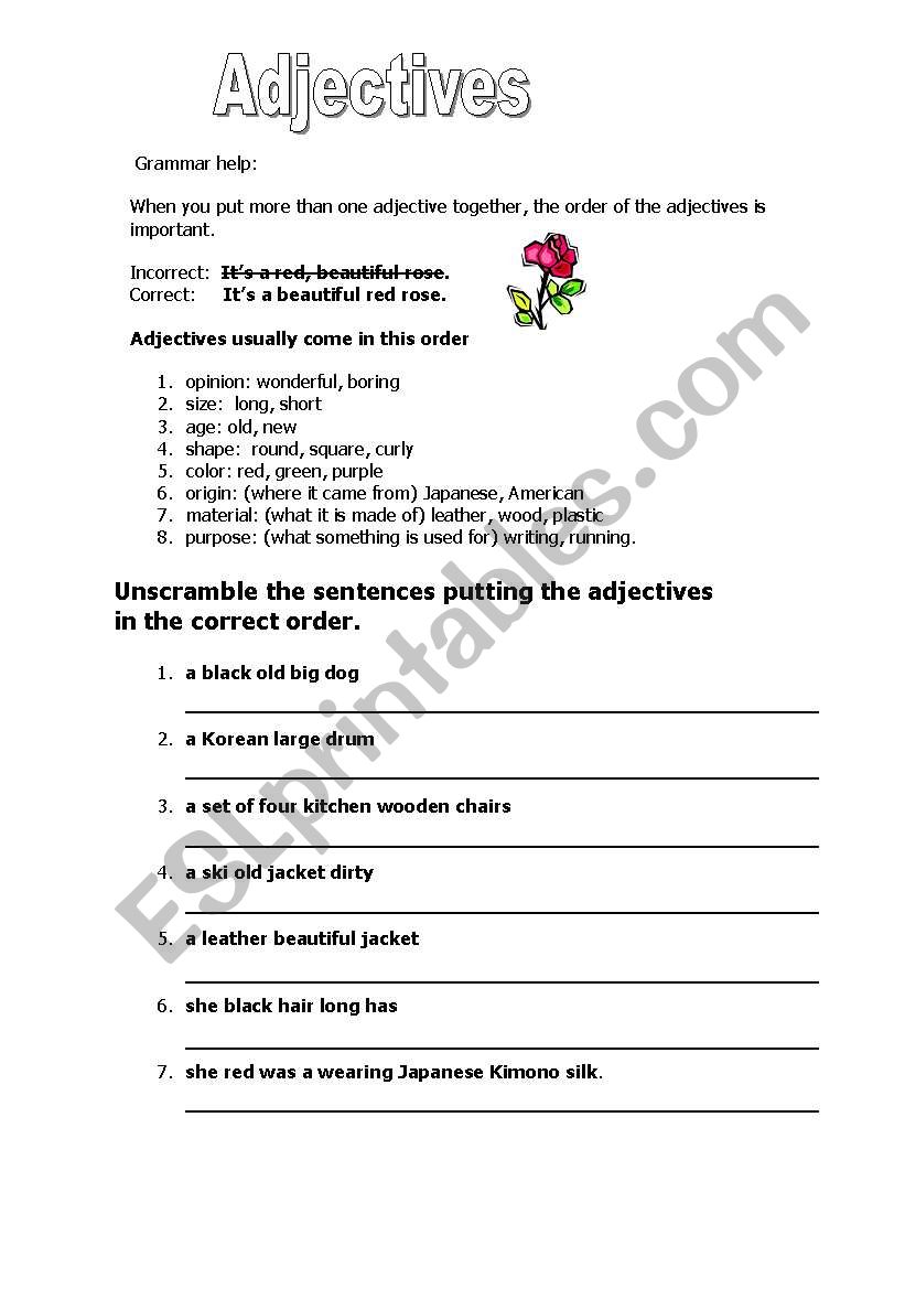 adjectives worksheet