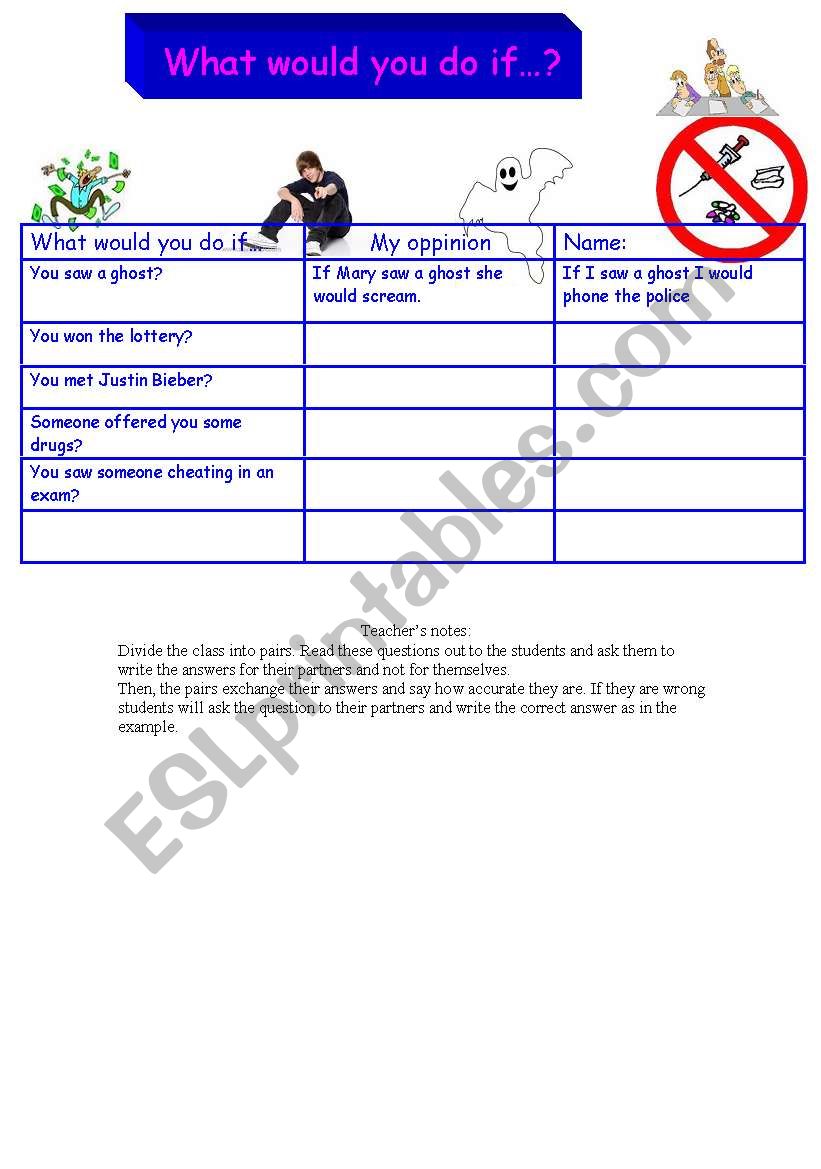 second conditional game worksheet
