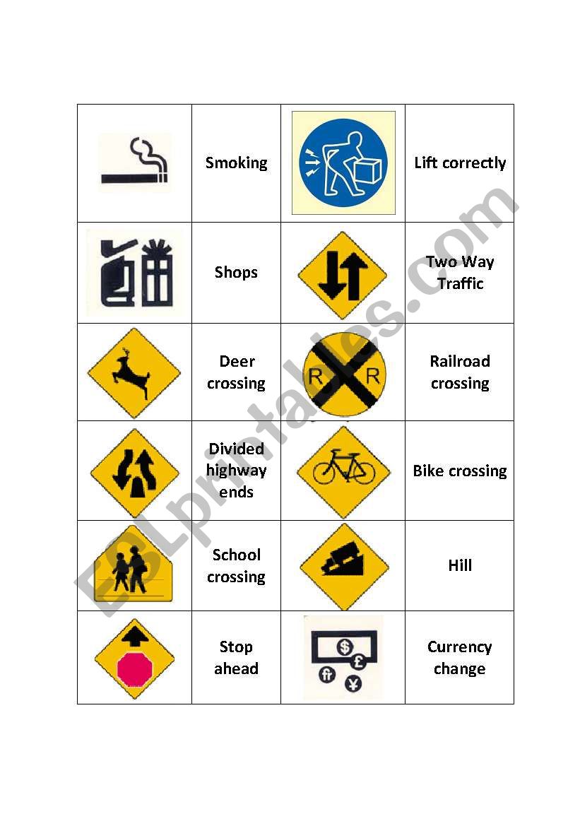 Universal Signs worksheet