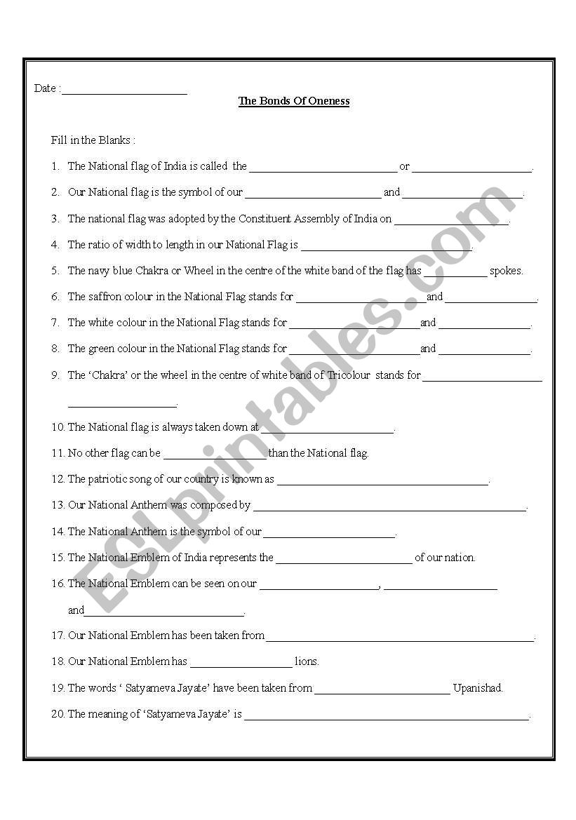 national heritage worksheet
