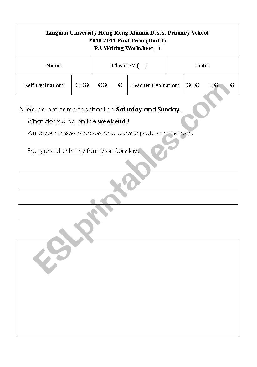 Writing on Days of the Week worksheet