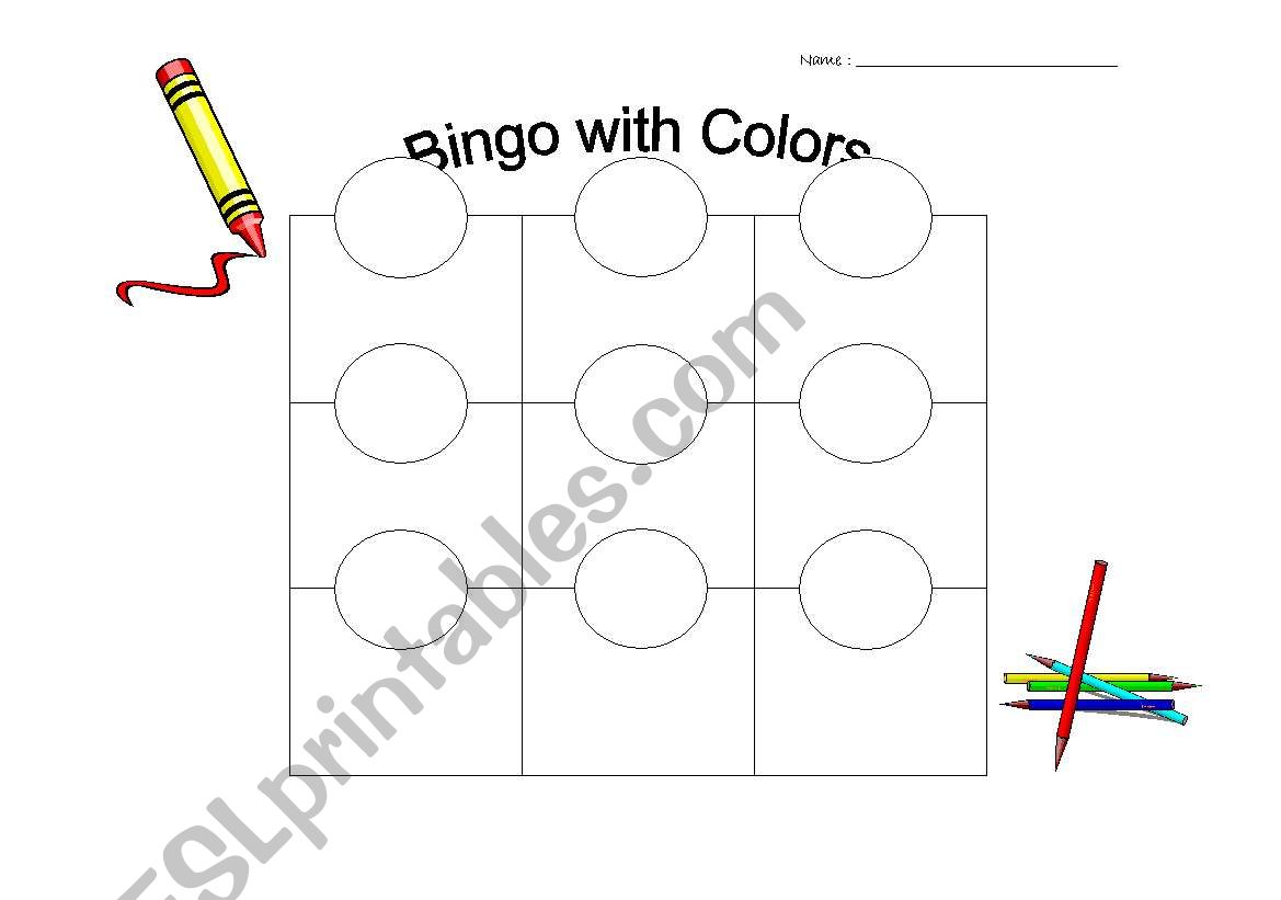 Bingo with colors worksheet