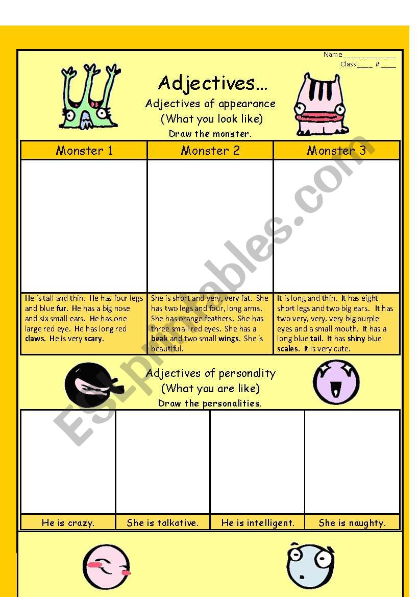 Adjectives worksheet