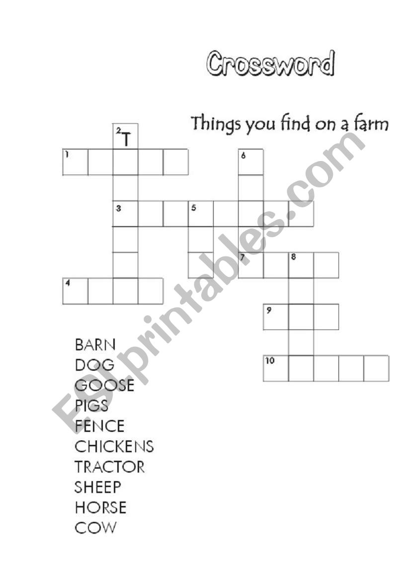 crossword worksheet