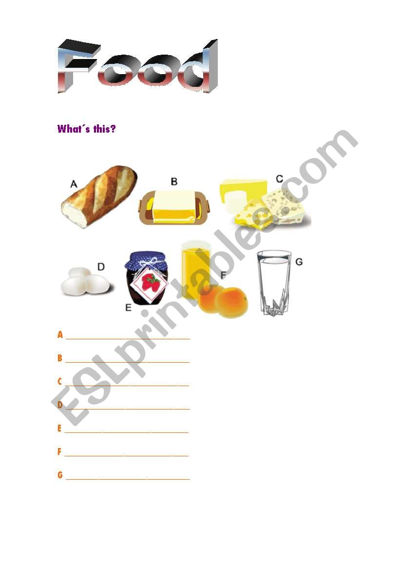 FOOD worksheet