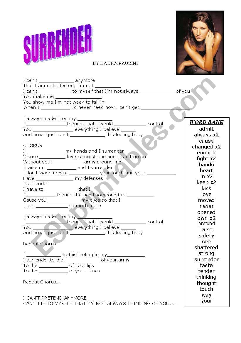 Surrender worksheet