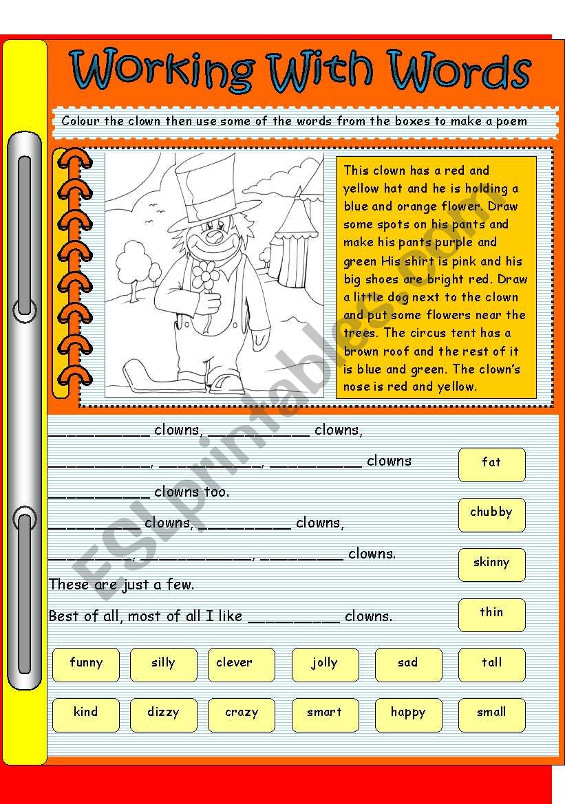 Working with words worksheet