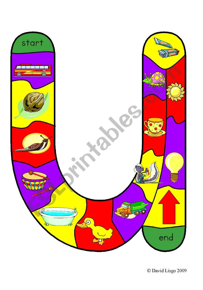 New Alphabet Tracks: letter u in full color, black and white and blank.