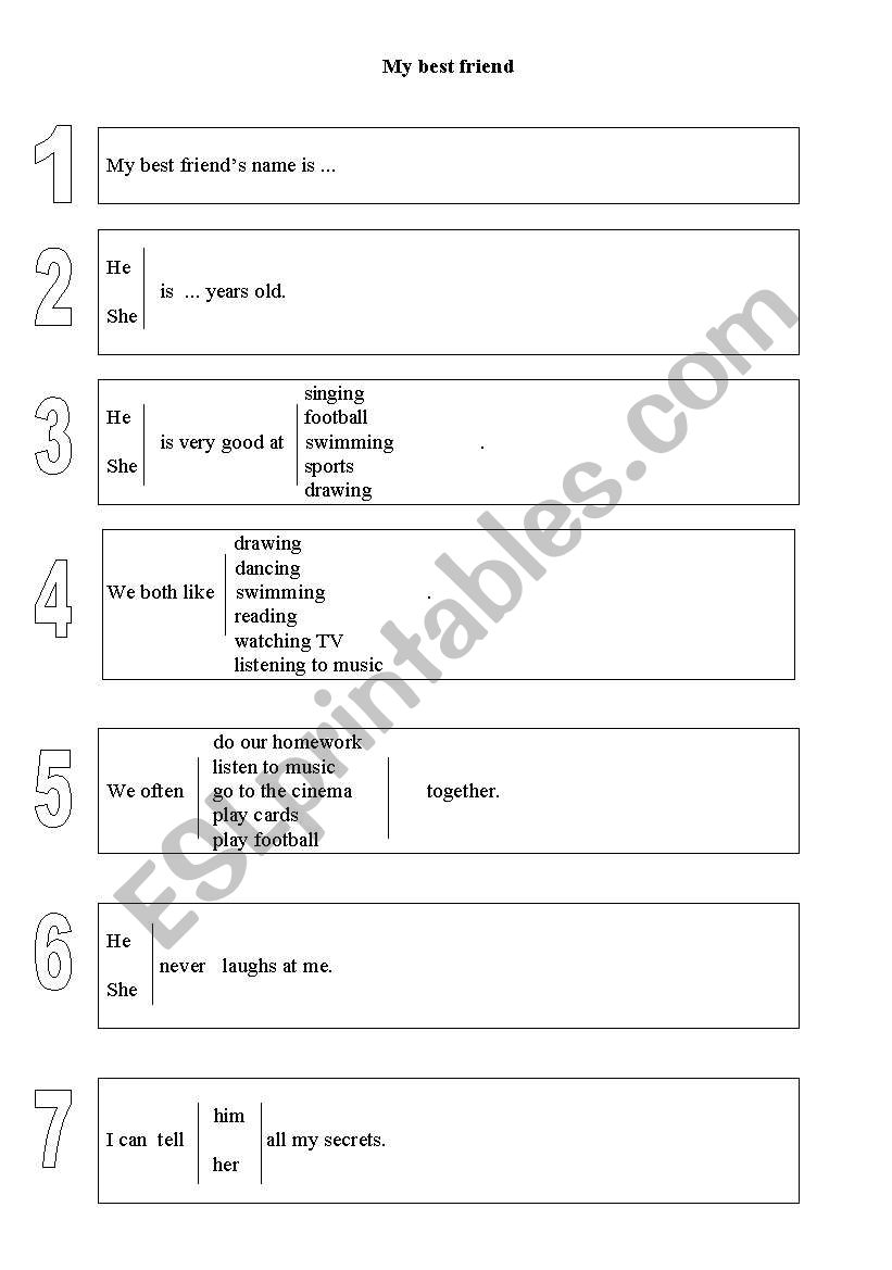 my best friend worksheet