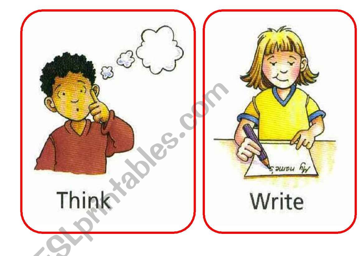 Flash Cards Or Posters For Classroom Action Verbs Esl Worksheet