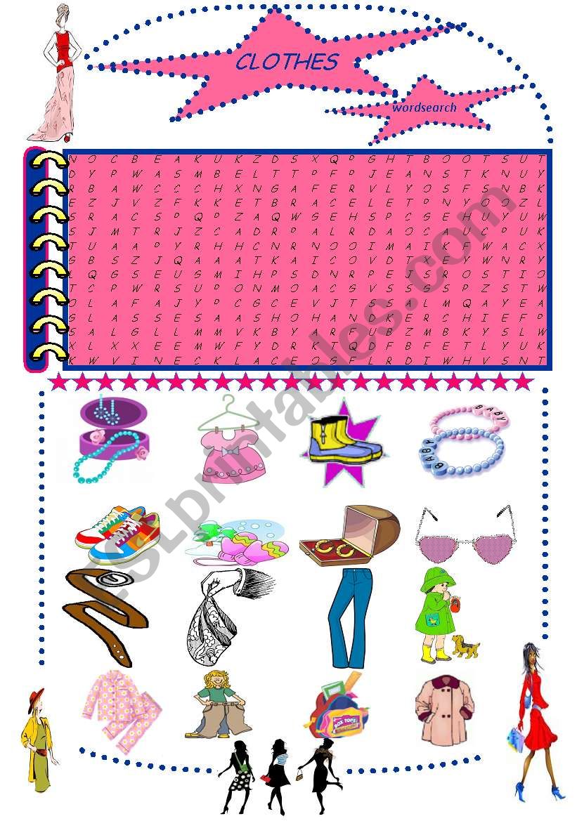 Clothes. Wordsearch worksheet