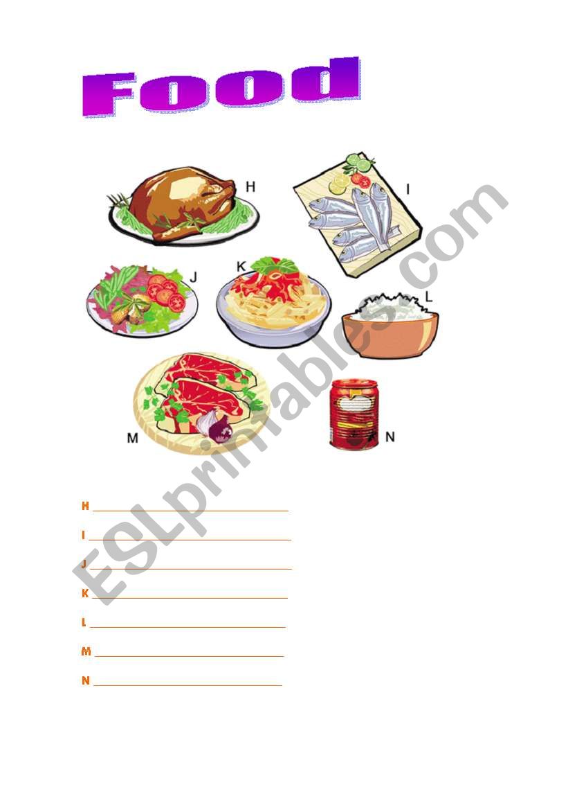 food worksheet