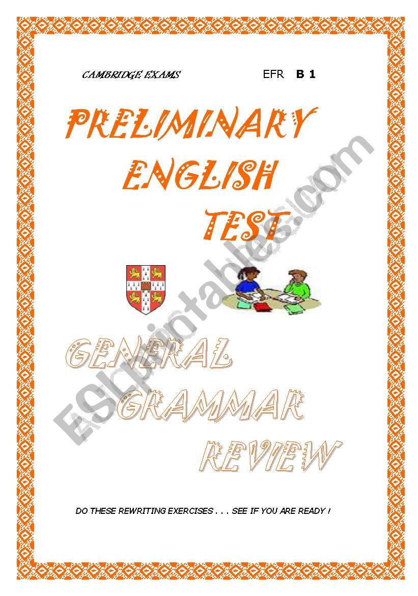 PET grammar review worksheet