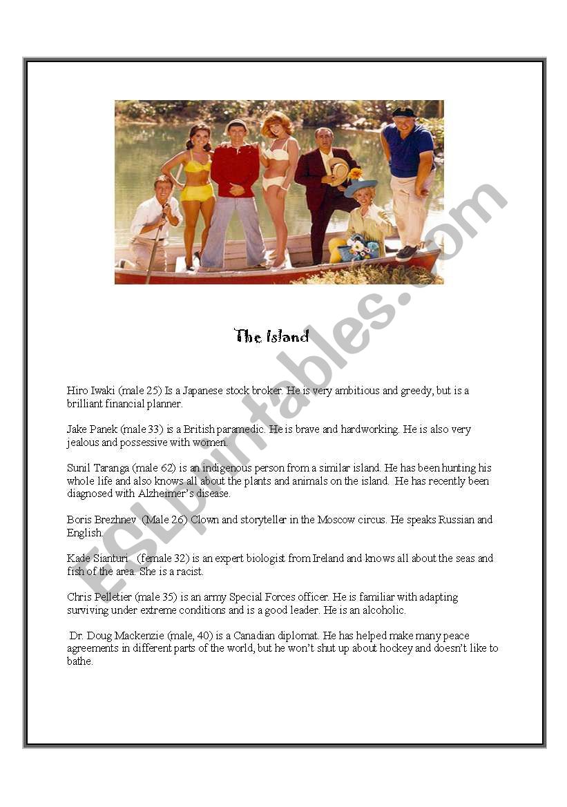 The Island worksheet
