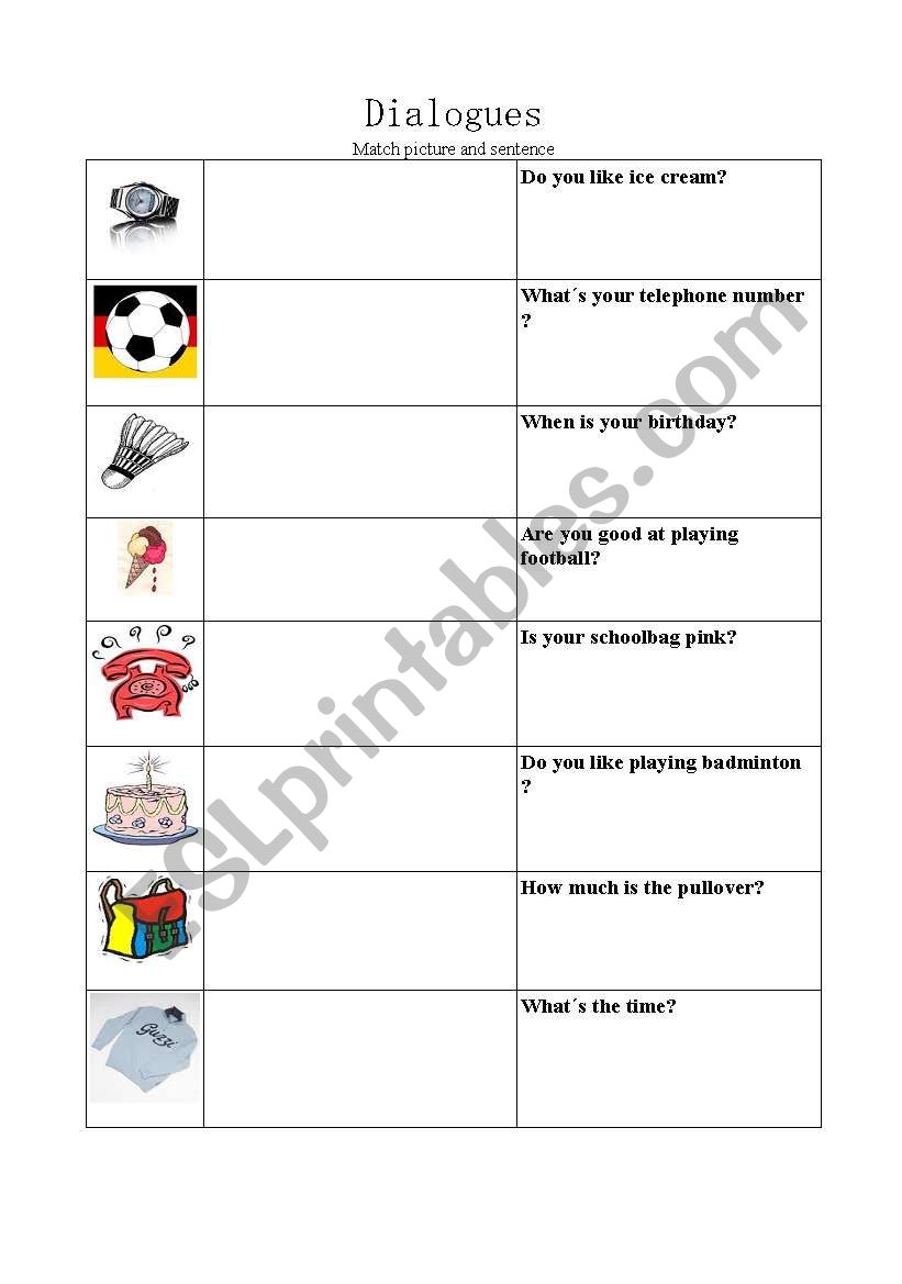 Dialogues worksheet