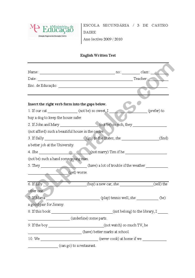 conditional sentences worksheet