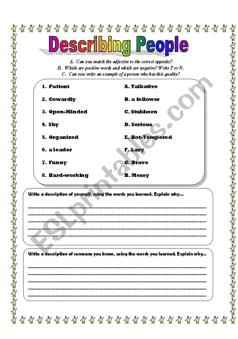 Describing People worksheet