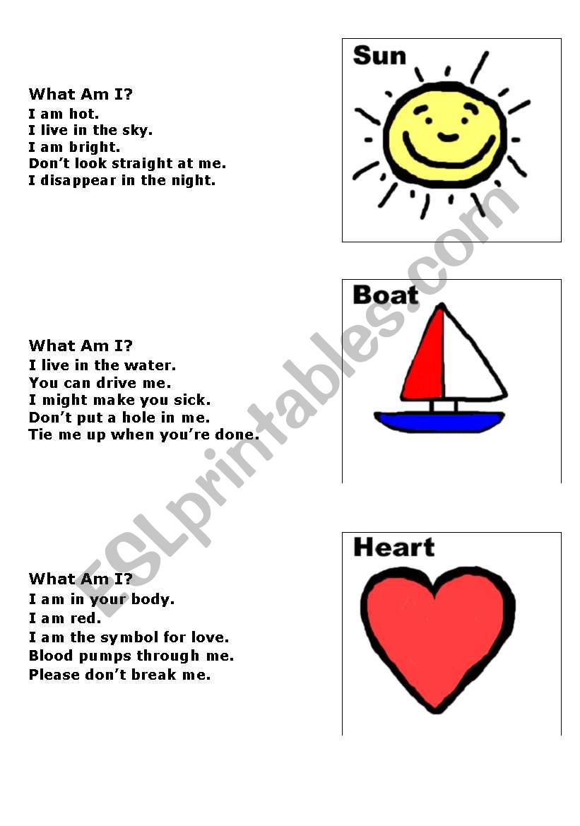 What am I? worksheet