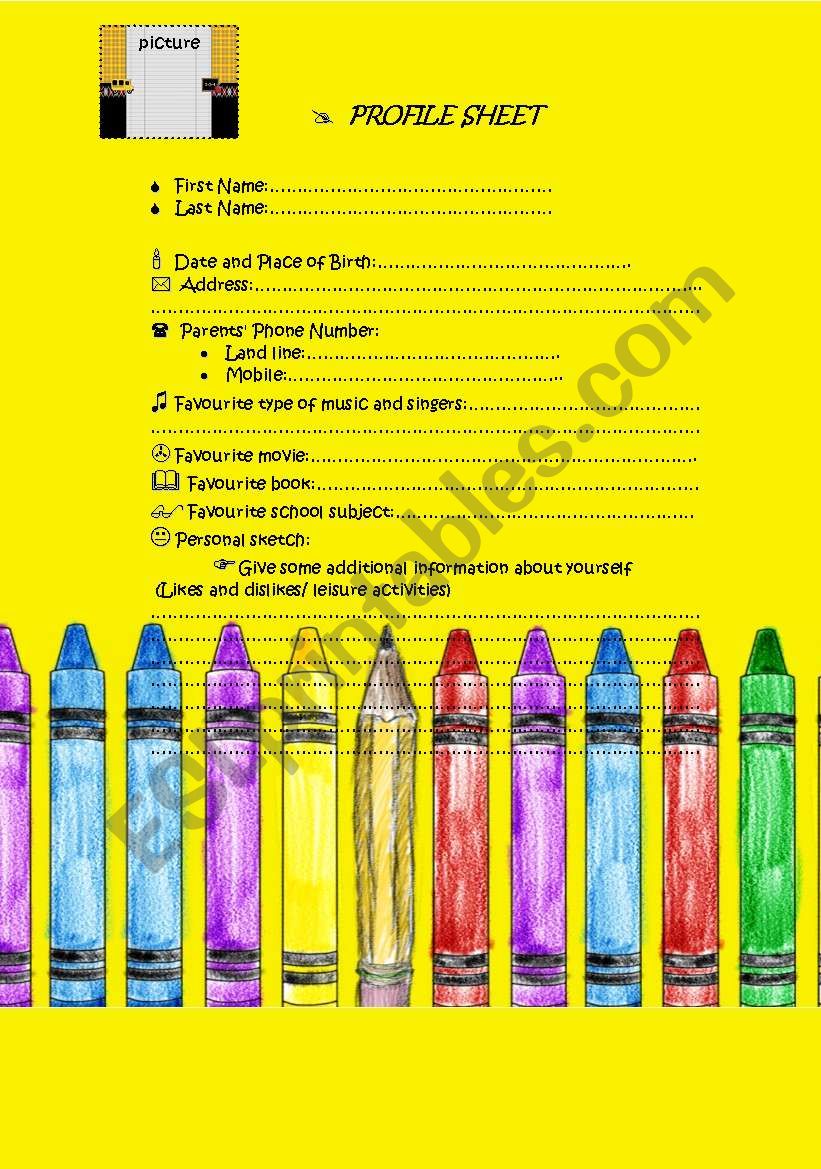 Students Profile Sheet worksheet