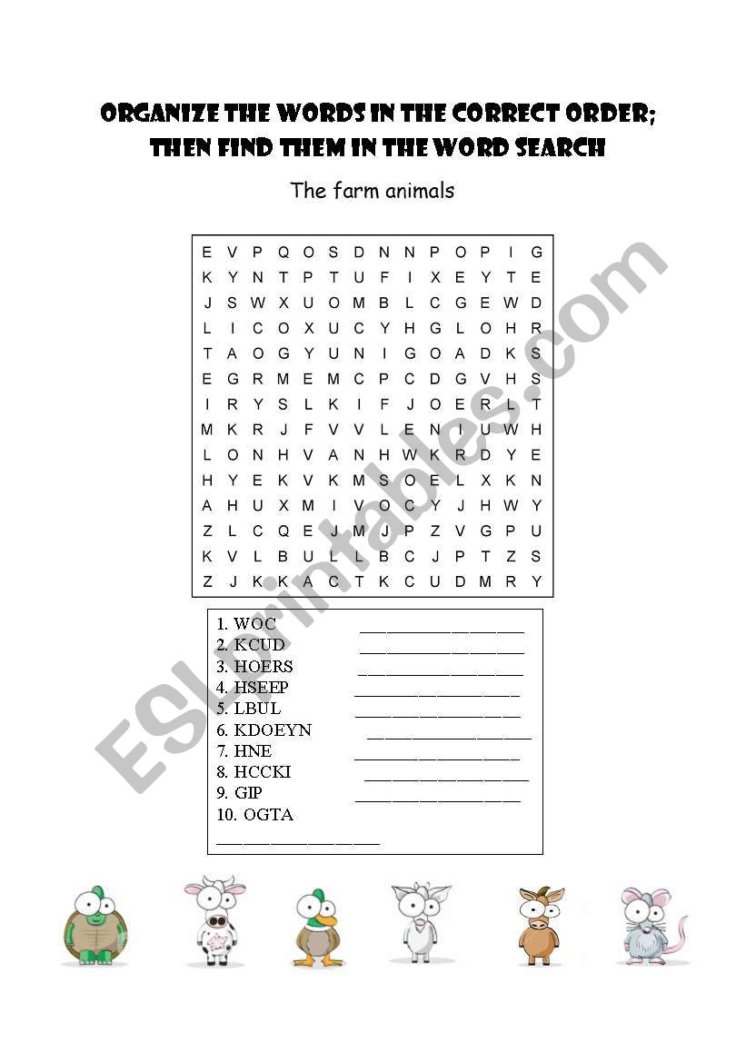 Farm animals worksheet