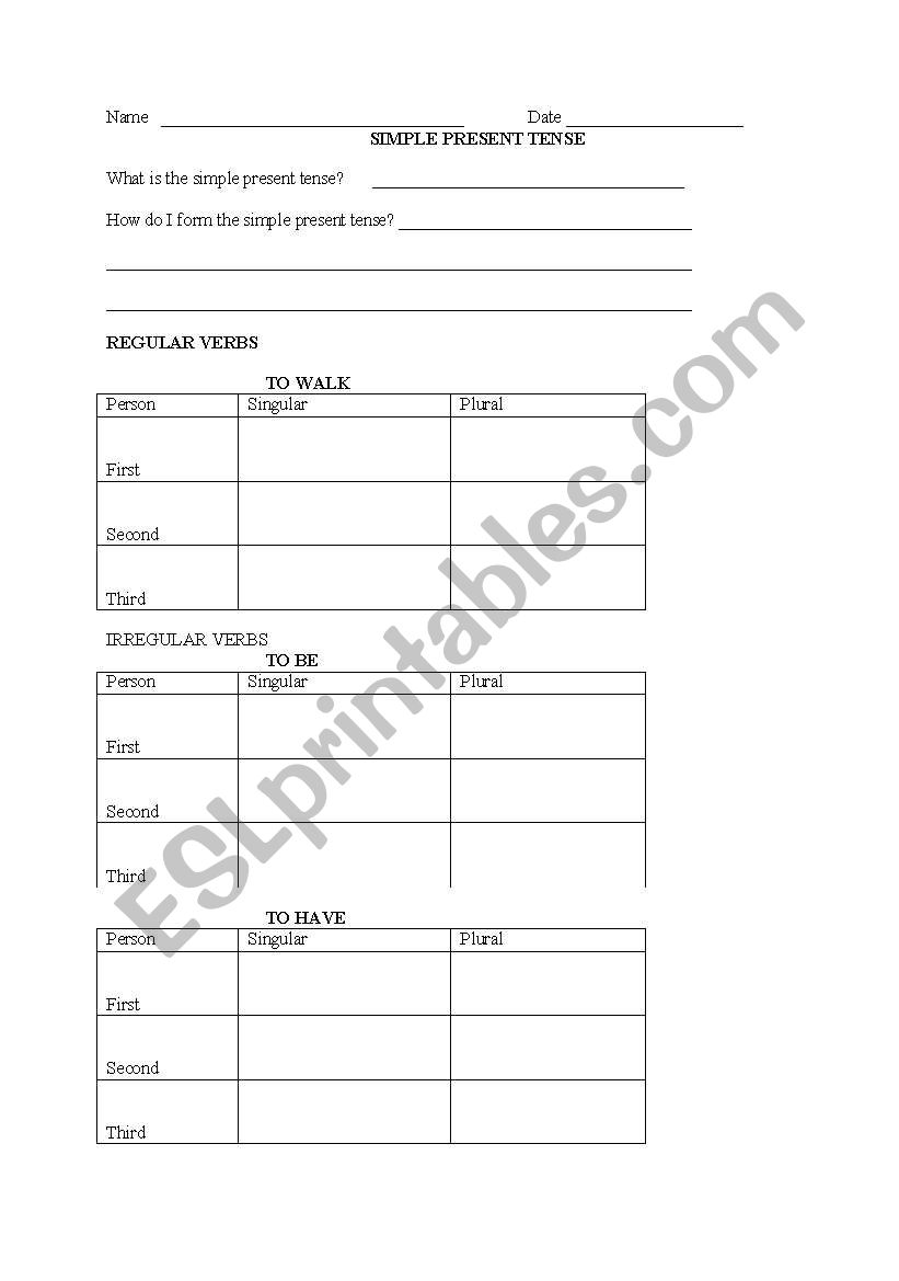 Simple Present Tense worksheet