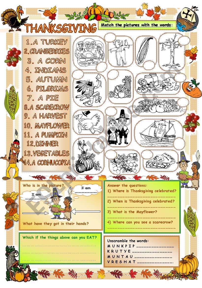 Elementary Vocabulary Series17 - Thanksgiving