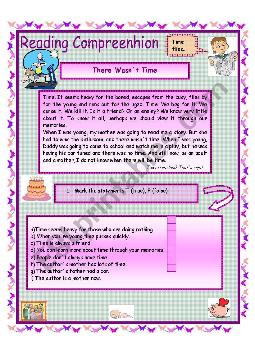 Reading comprehension text about time