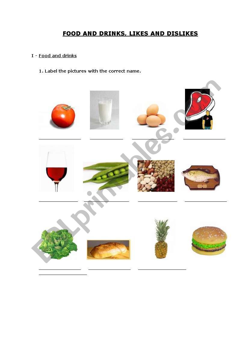 Food, Drinks; likes and dislikes