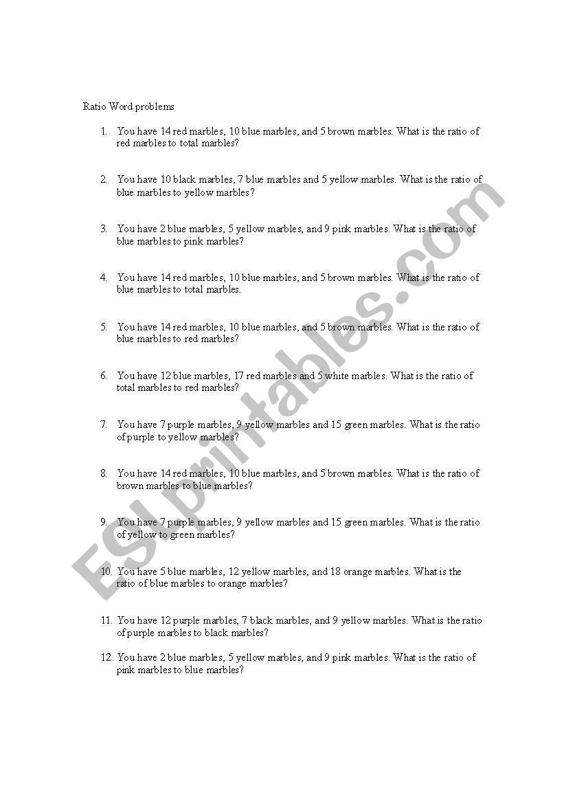 Practice Ratio Worksheet  worksheet