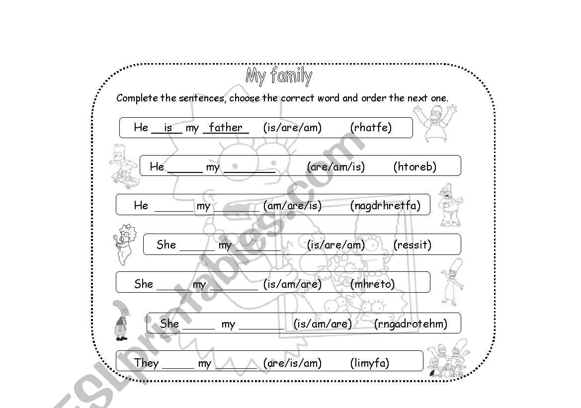 Family members and verb to be in present