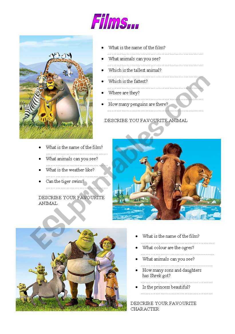 Films worksheet