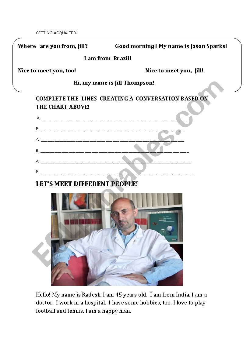 getting acquaited  worksheet