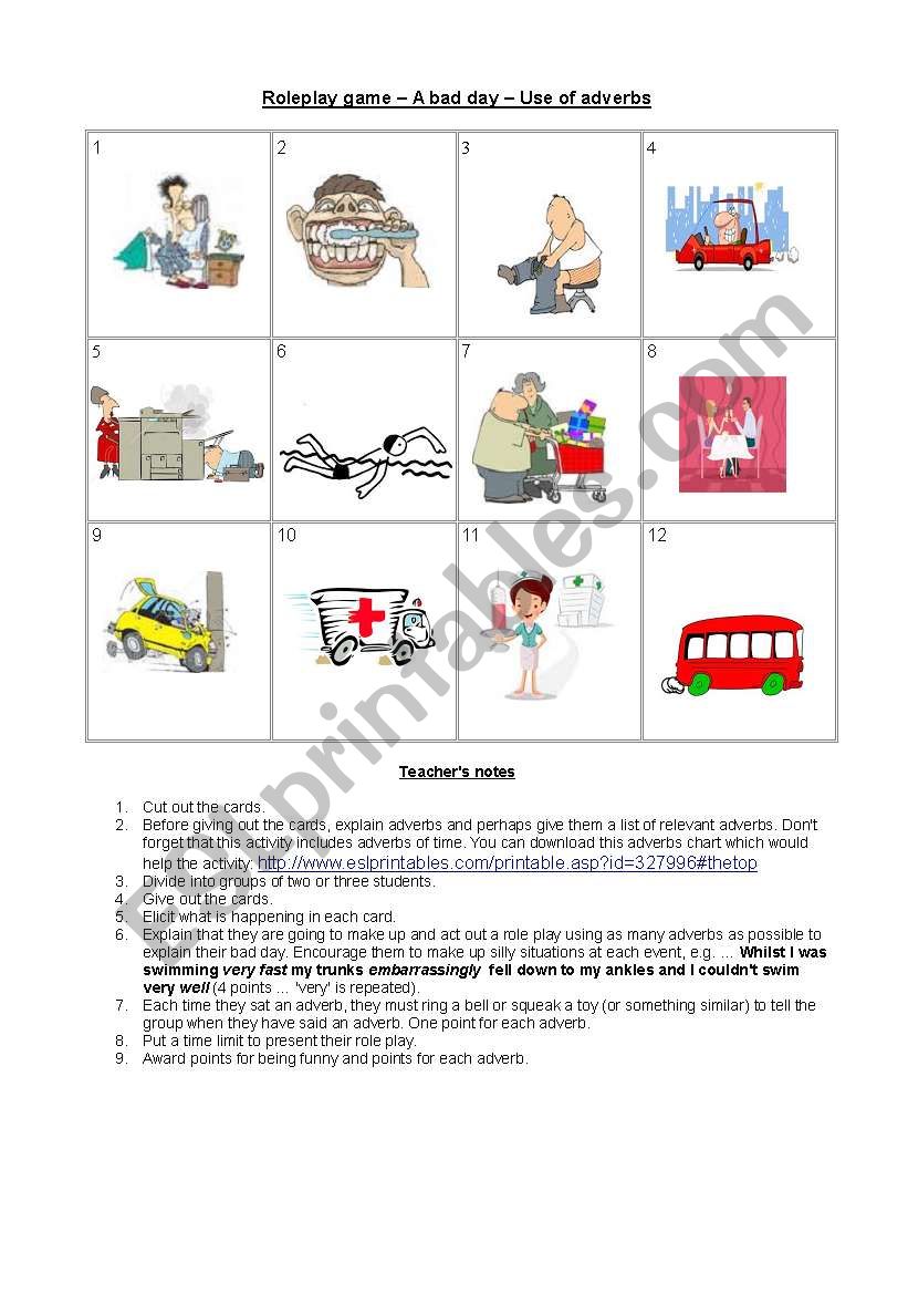  Adverbs - A Bad Day  worksheet