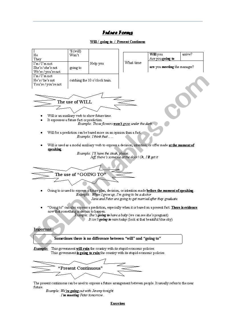 Future Forms worksheet