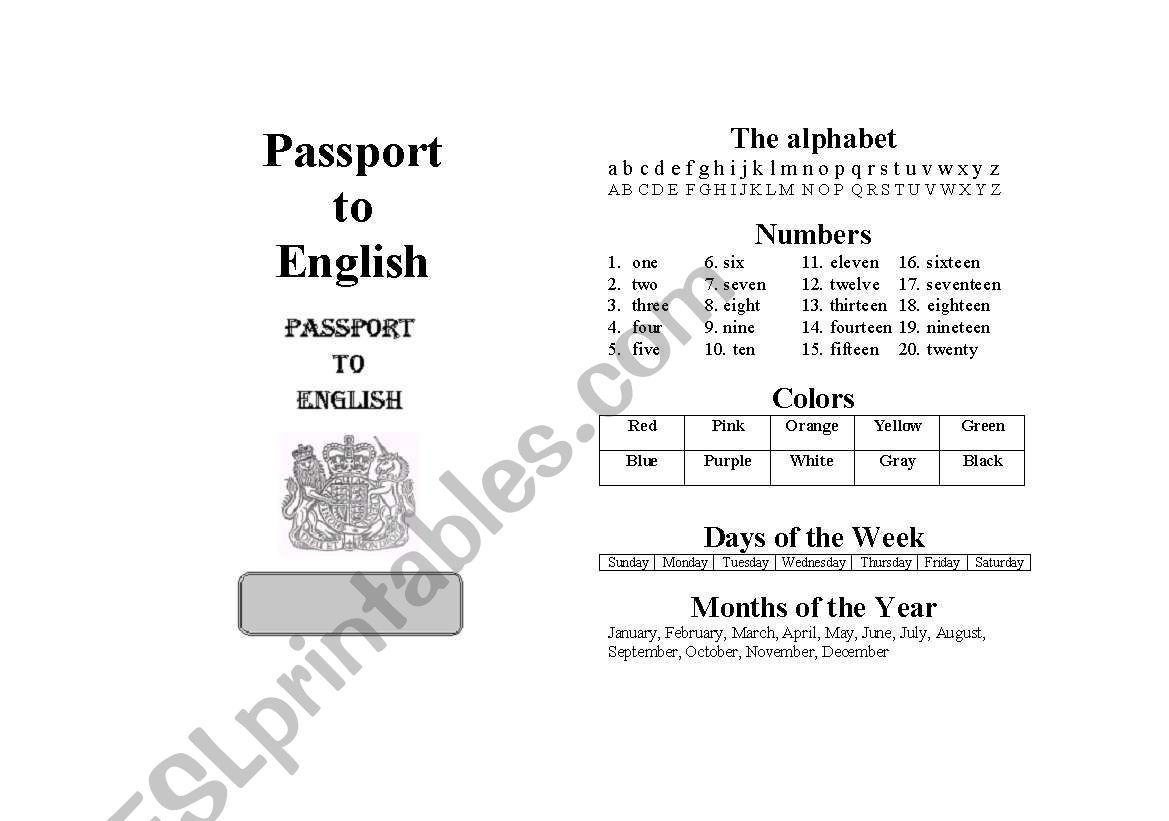 Passport to English worksheet