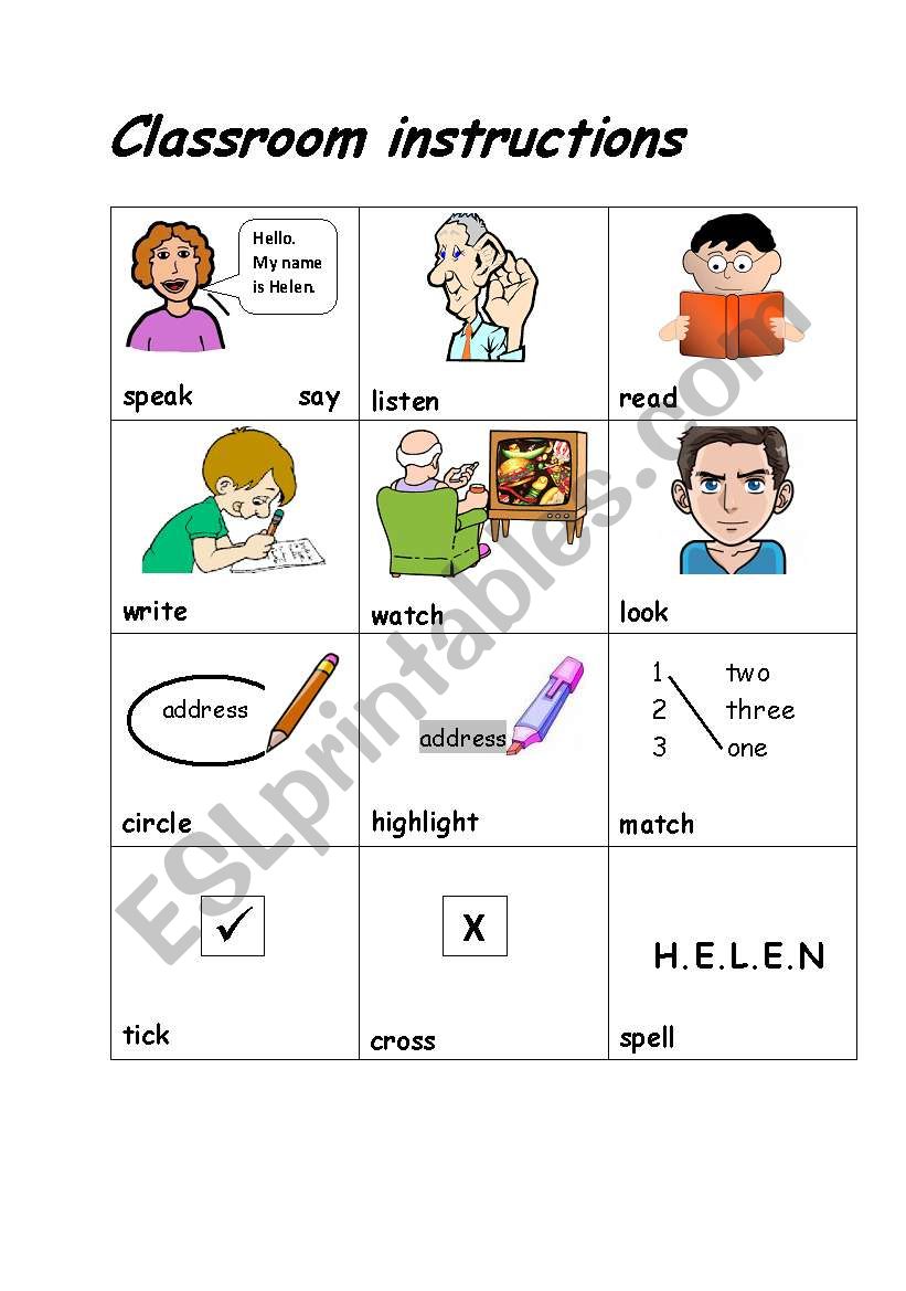 classroom instruction worksheet