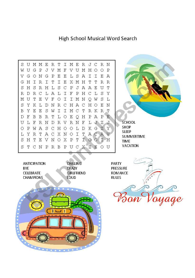 Summer Wordsearch worksheet