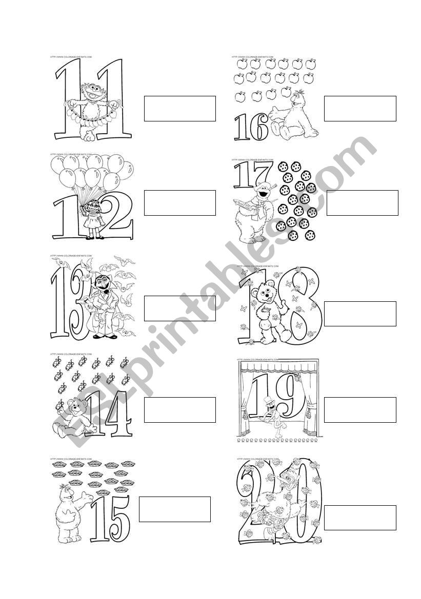 Numbers 11-20 worksheet