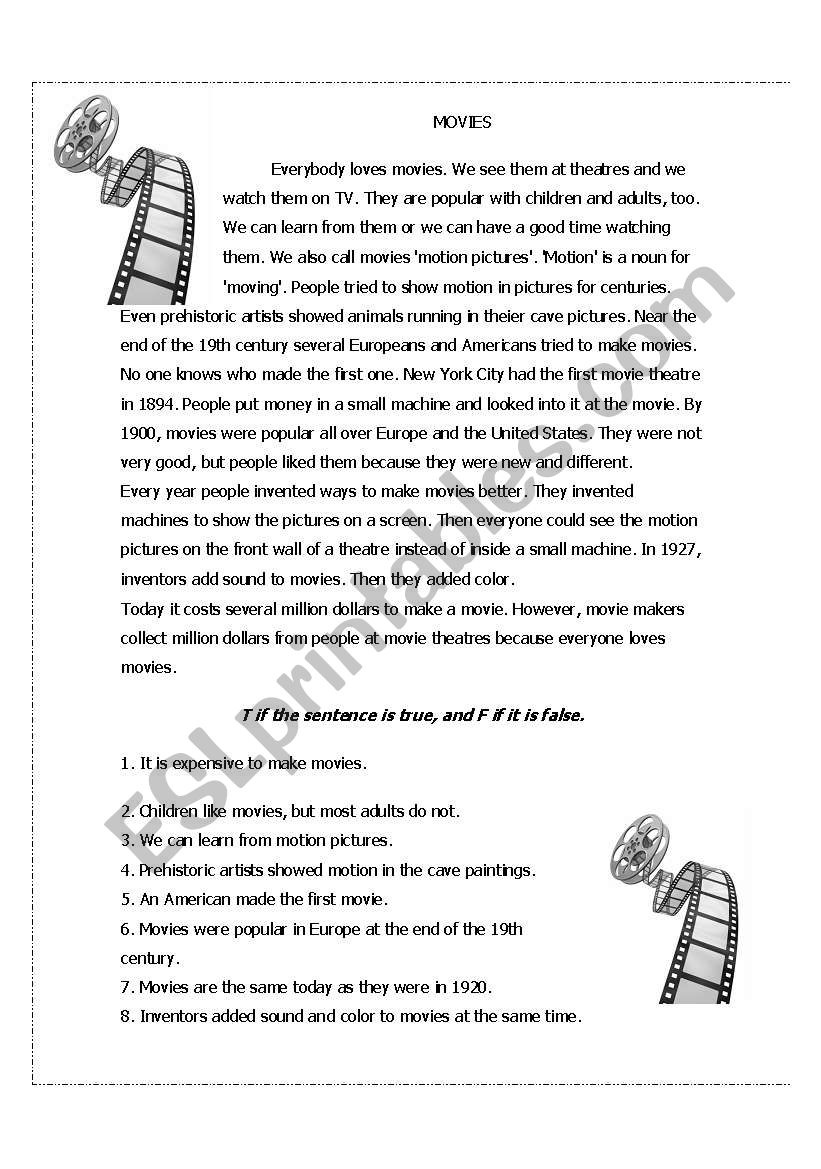 Movies worksheet