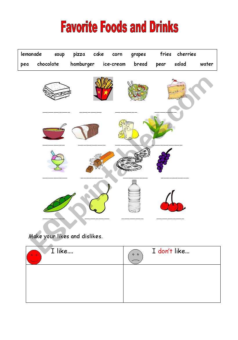 Favorite Foods and Drinks:like-dislike