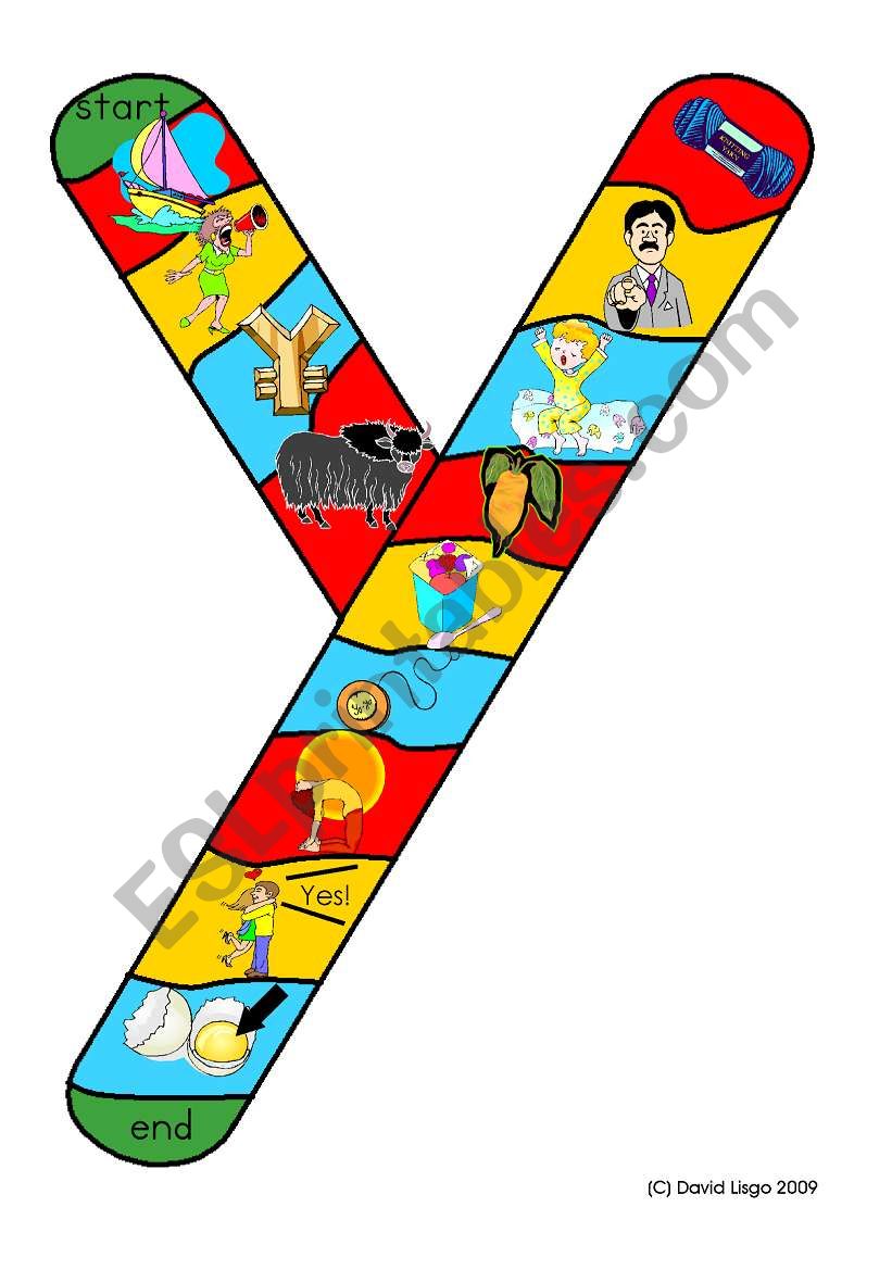 New Alphabet Tracks: letter y in full color, black and white and blank.