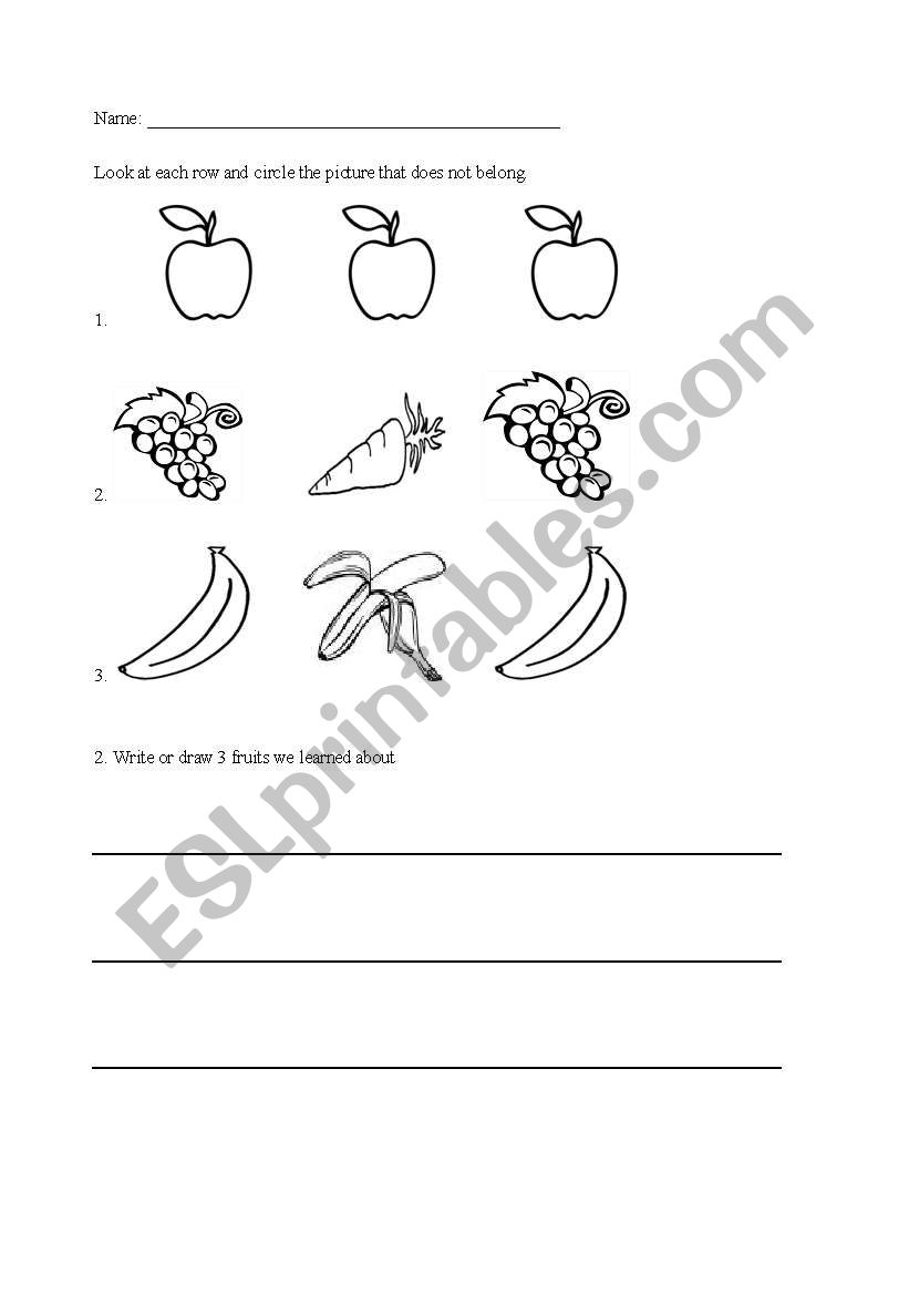 Categorizing Fruit worksheet
