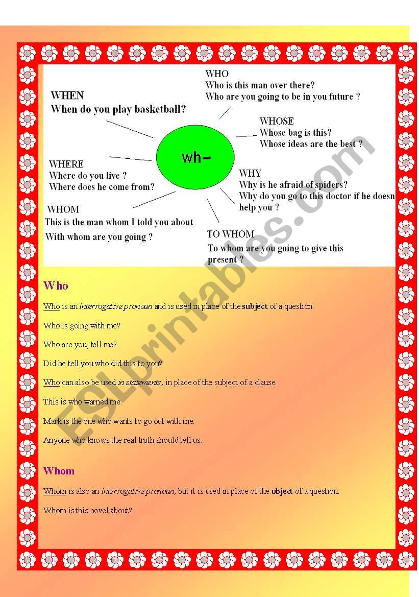 WH - questions worksheet