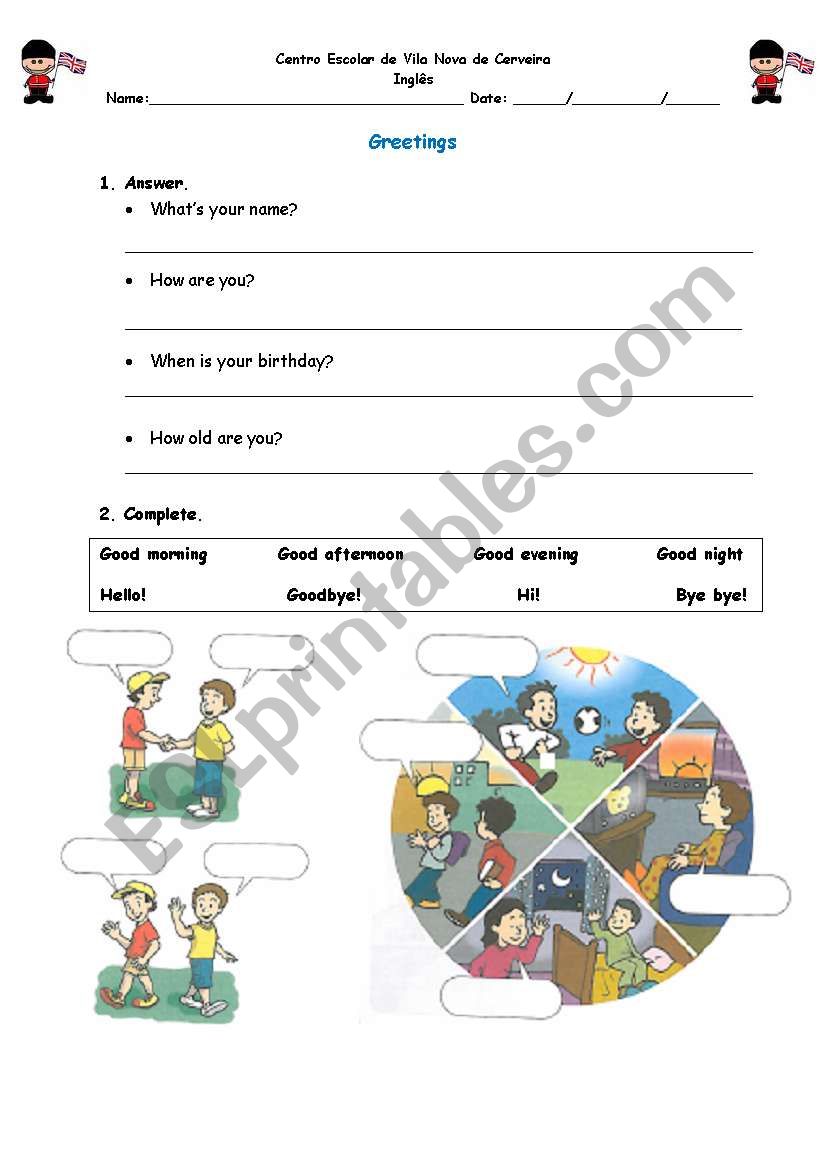 greetings worksheet