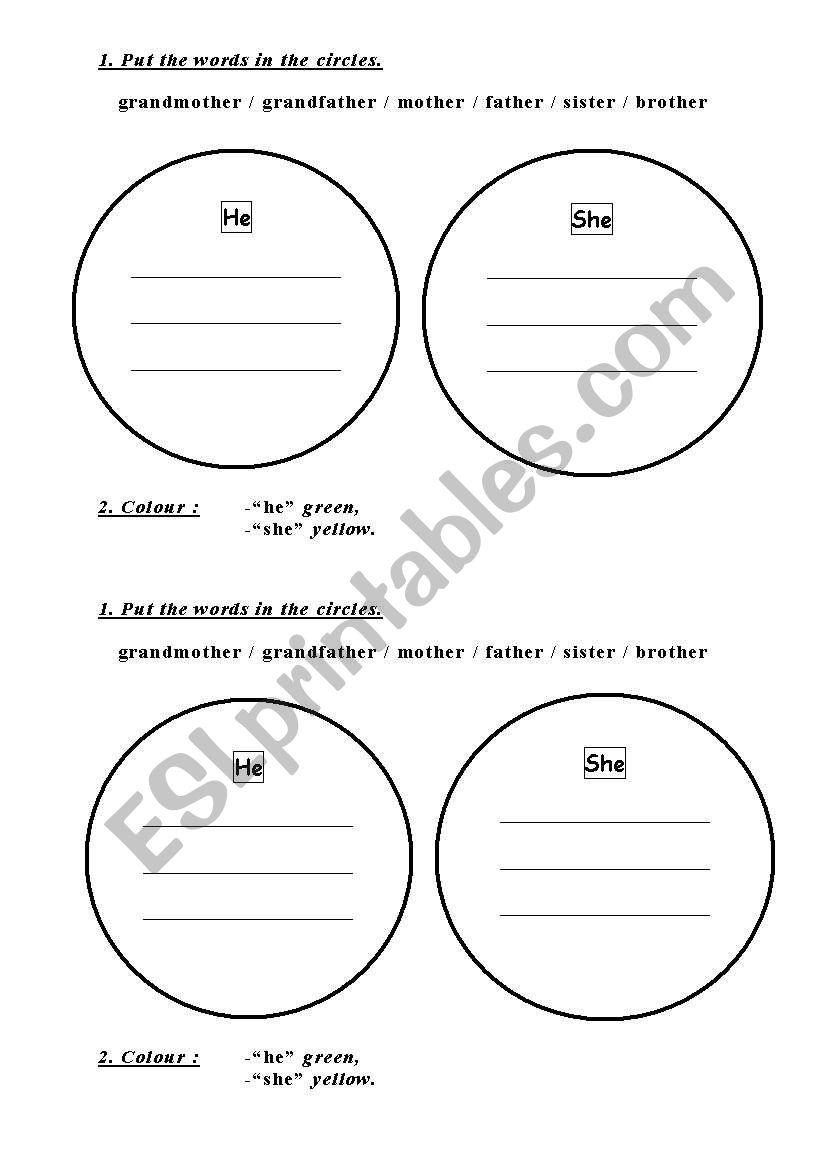 My family: boys and girls worksheet