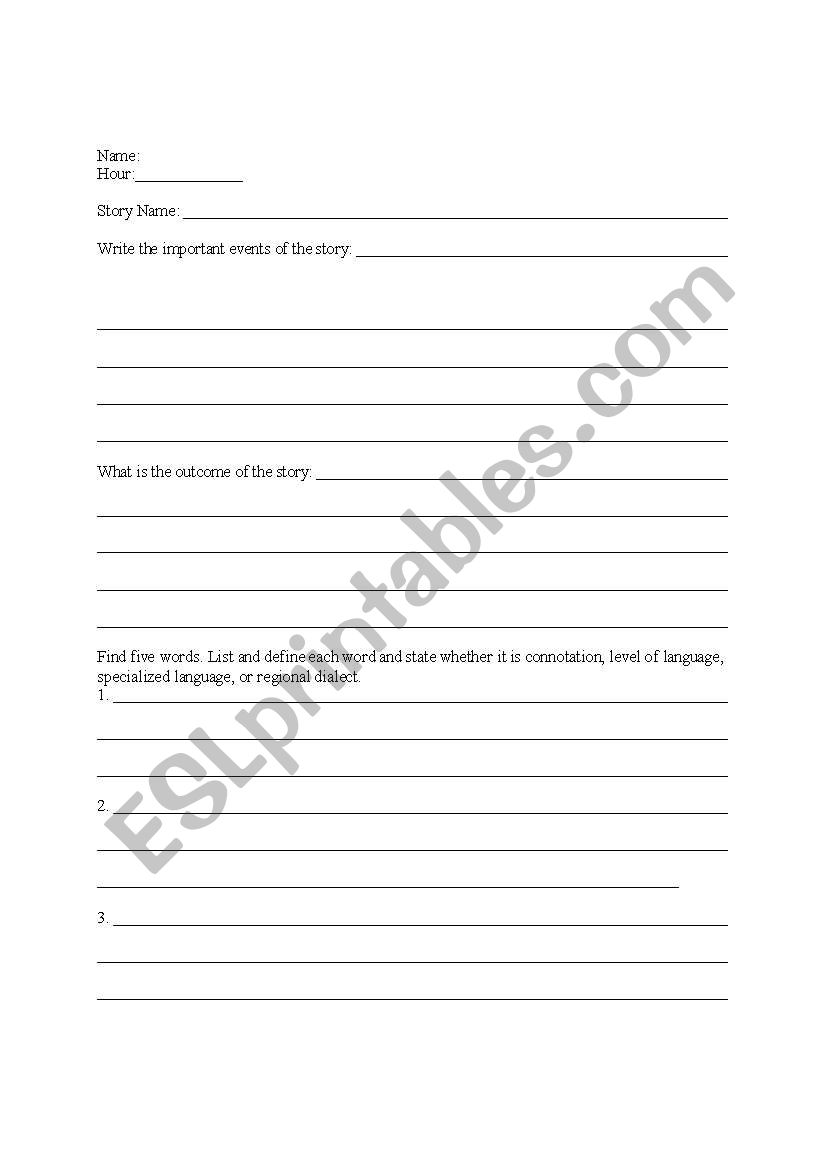 Folk Tale Graphic Organizer worksheet