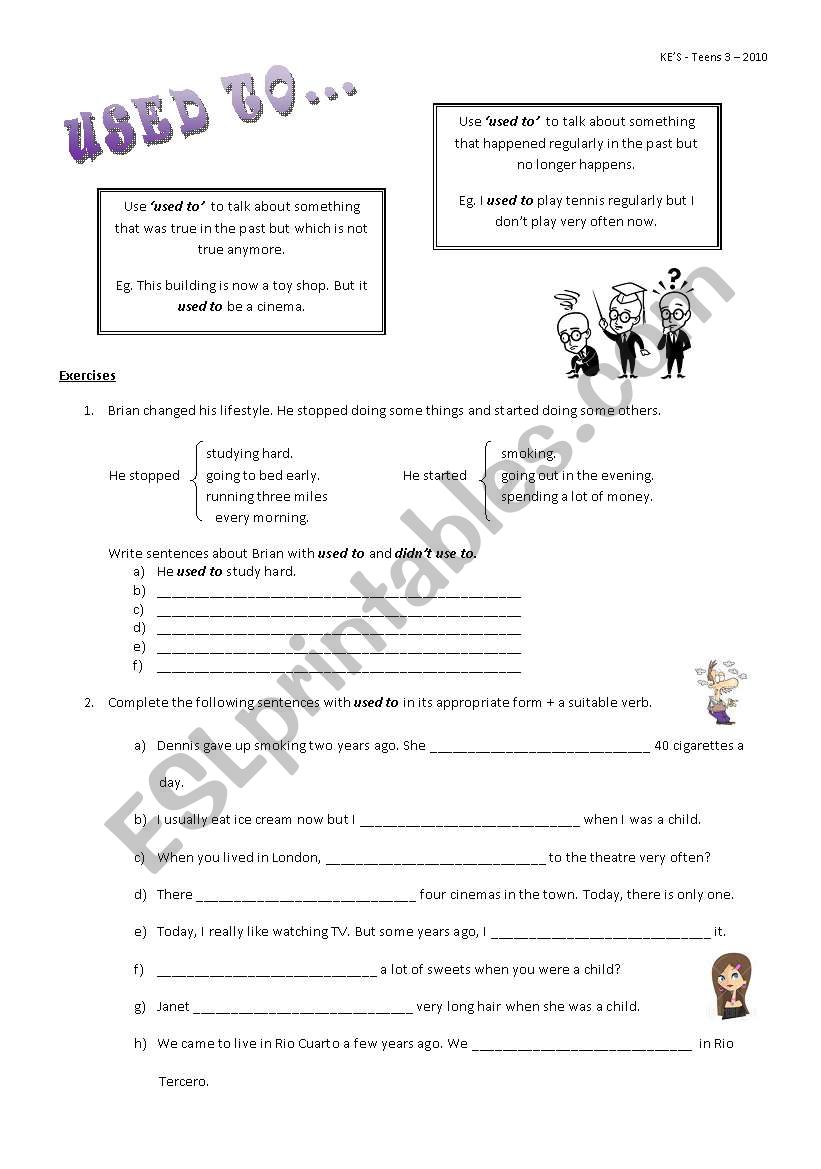 Used to... worksheet