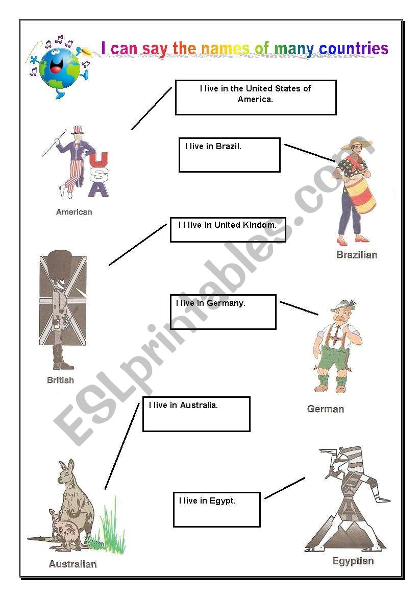 Countries and nationalities I worksheet