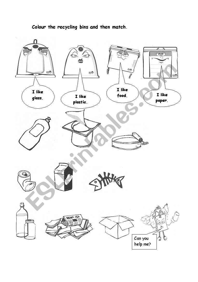 Recycling worksheet