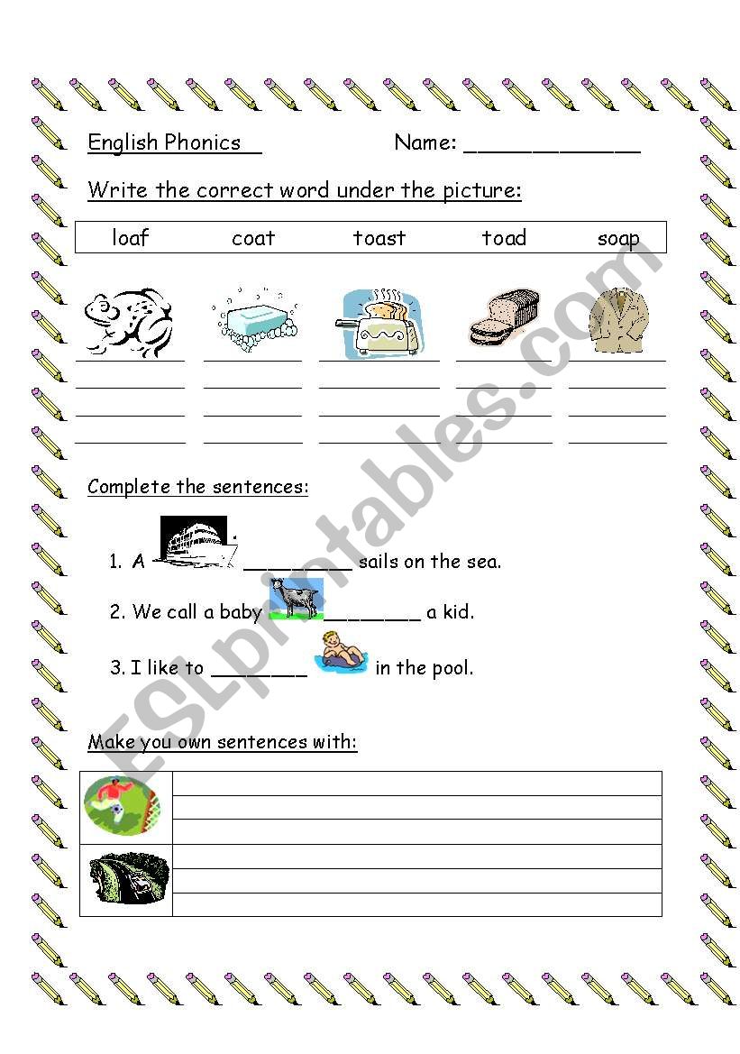 Phonics worksheet 